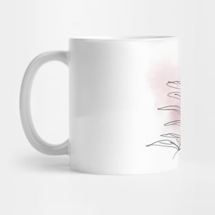 Black line abstract flower on Watercolour background Mug